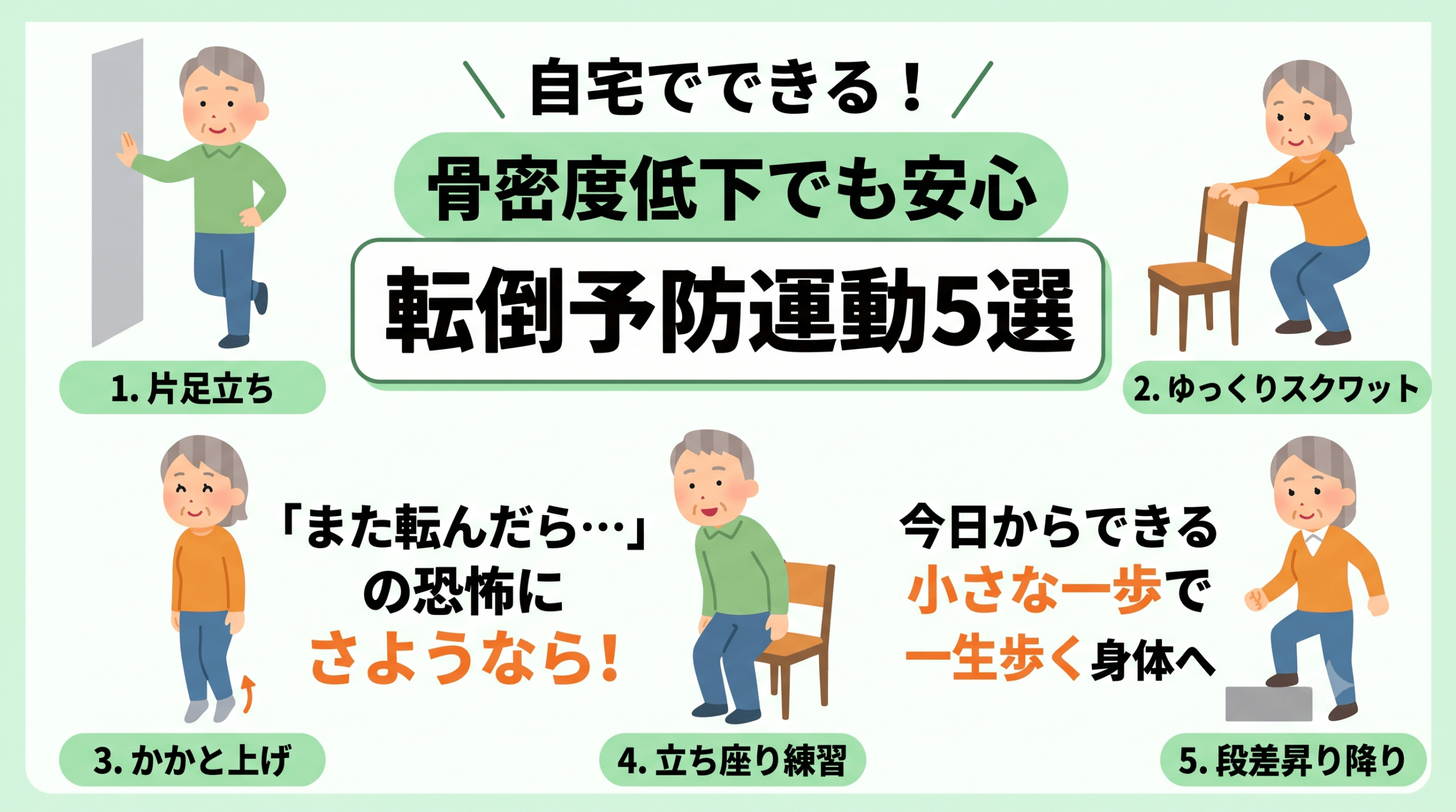 骨密度低下でも安心、転倒予防運動