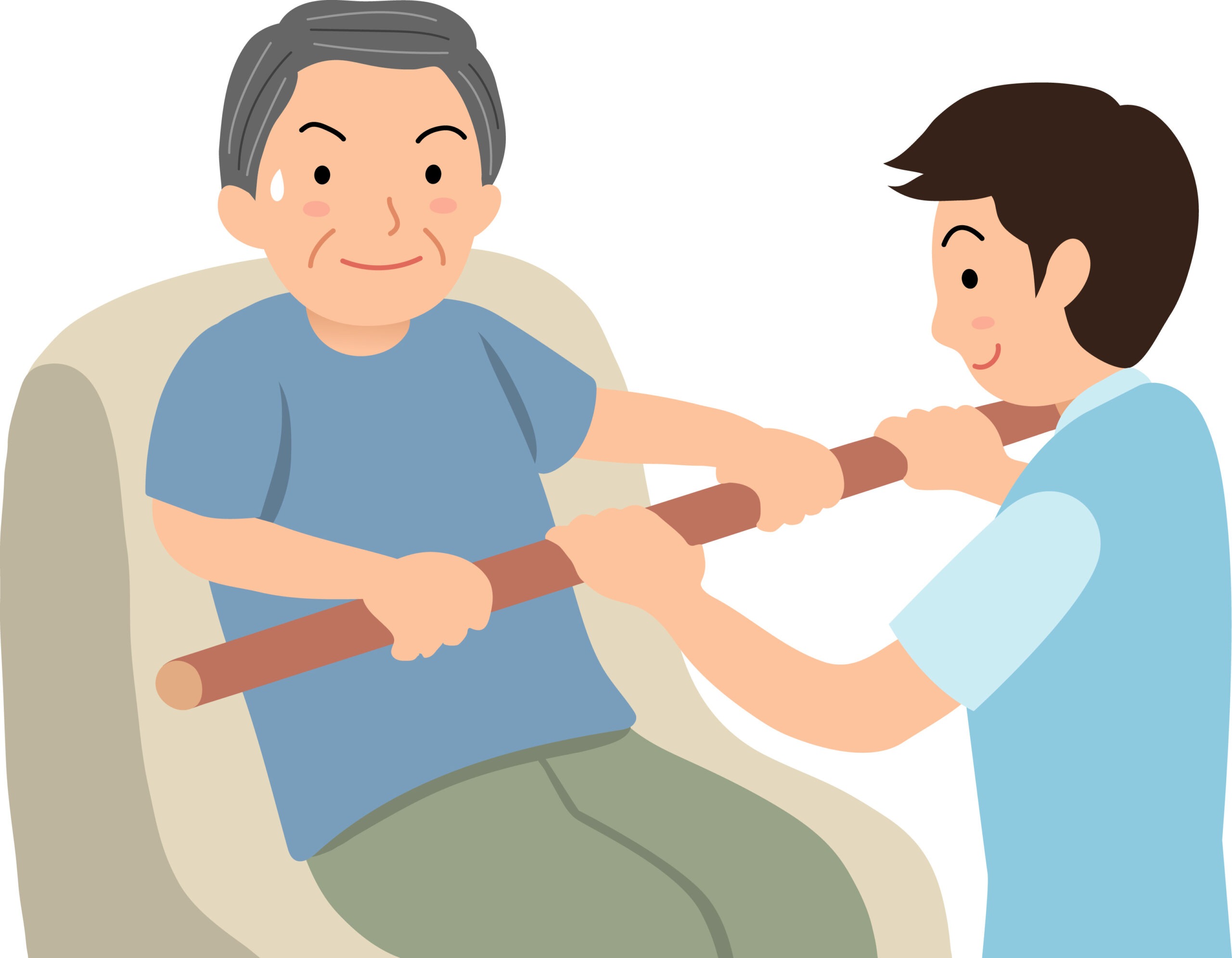老健でリハビリをしているイラスト