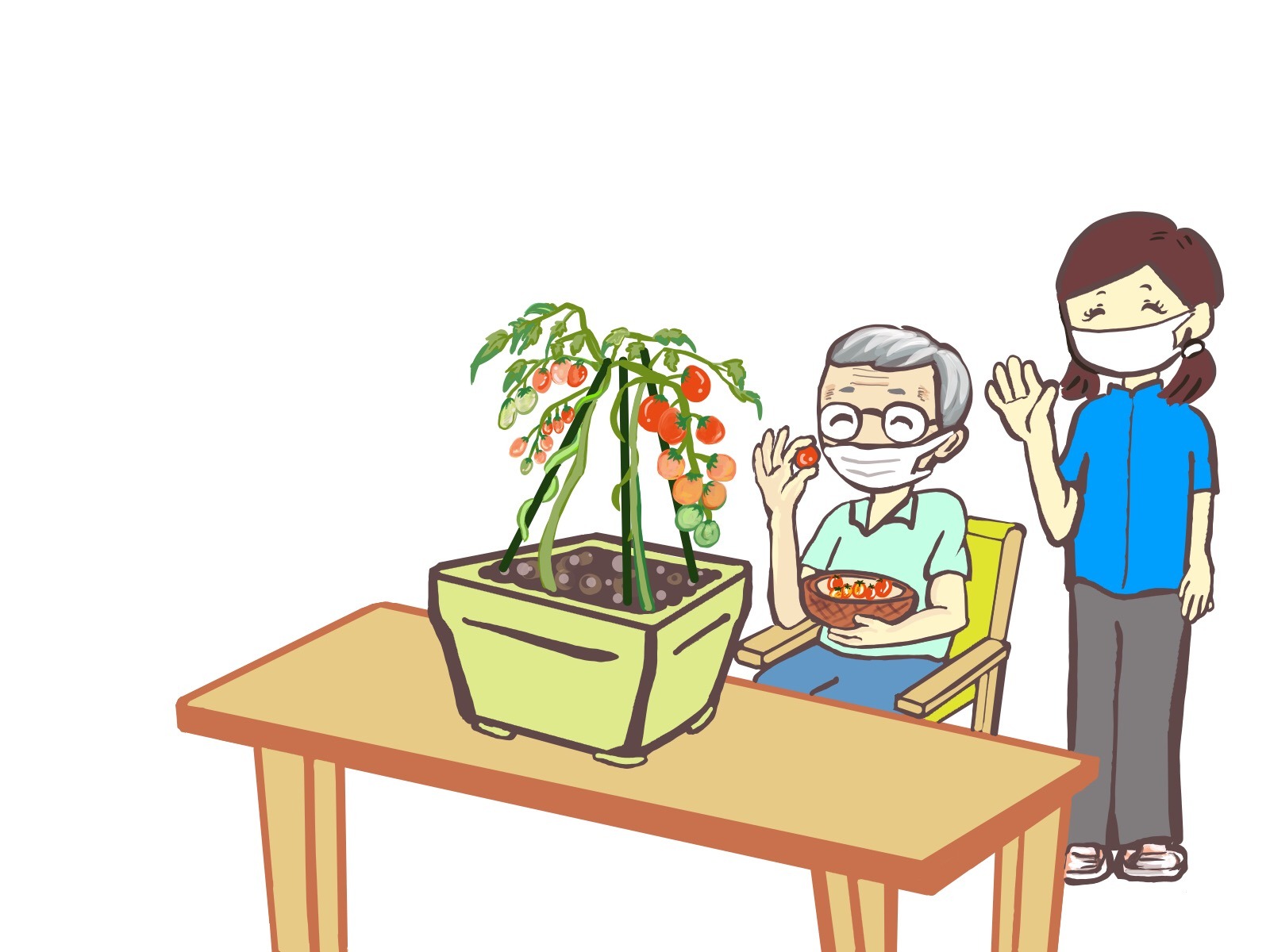 グループホームと余暇活動のイラスト