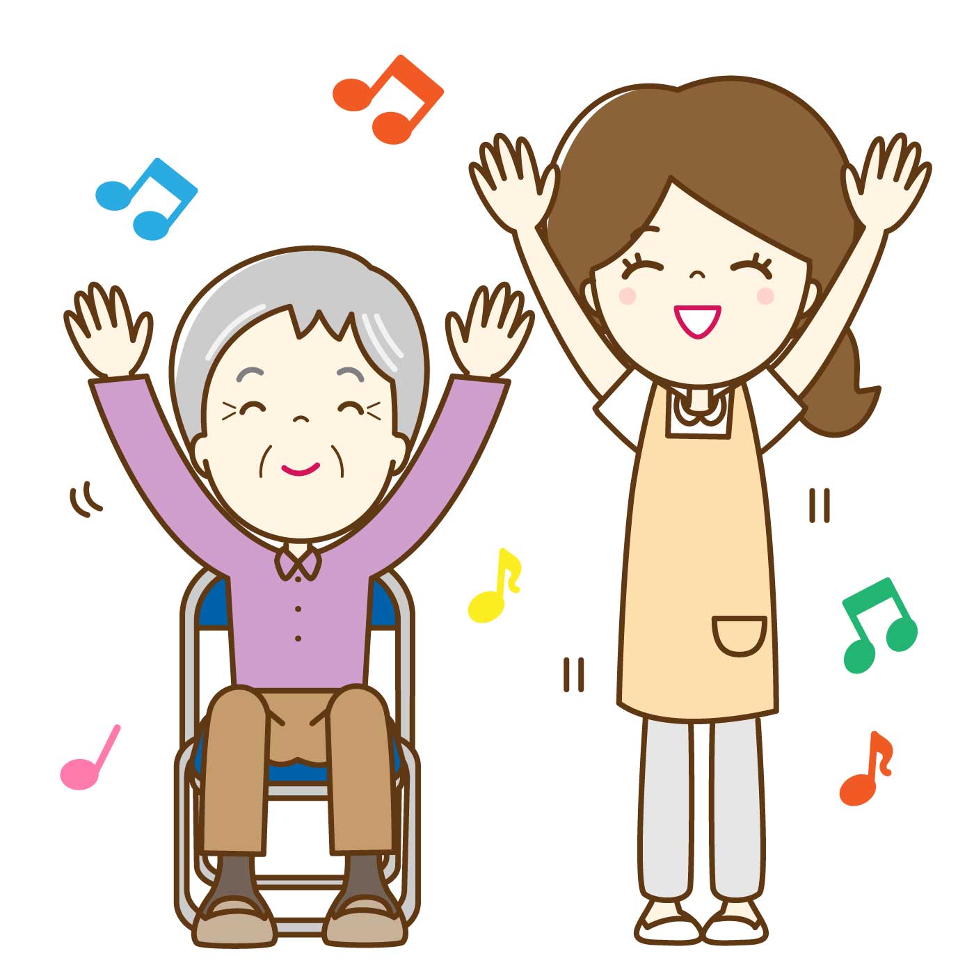 デイで体操をしているイラスト